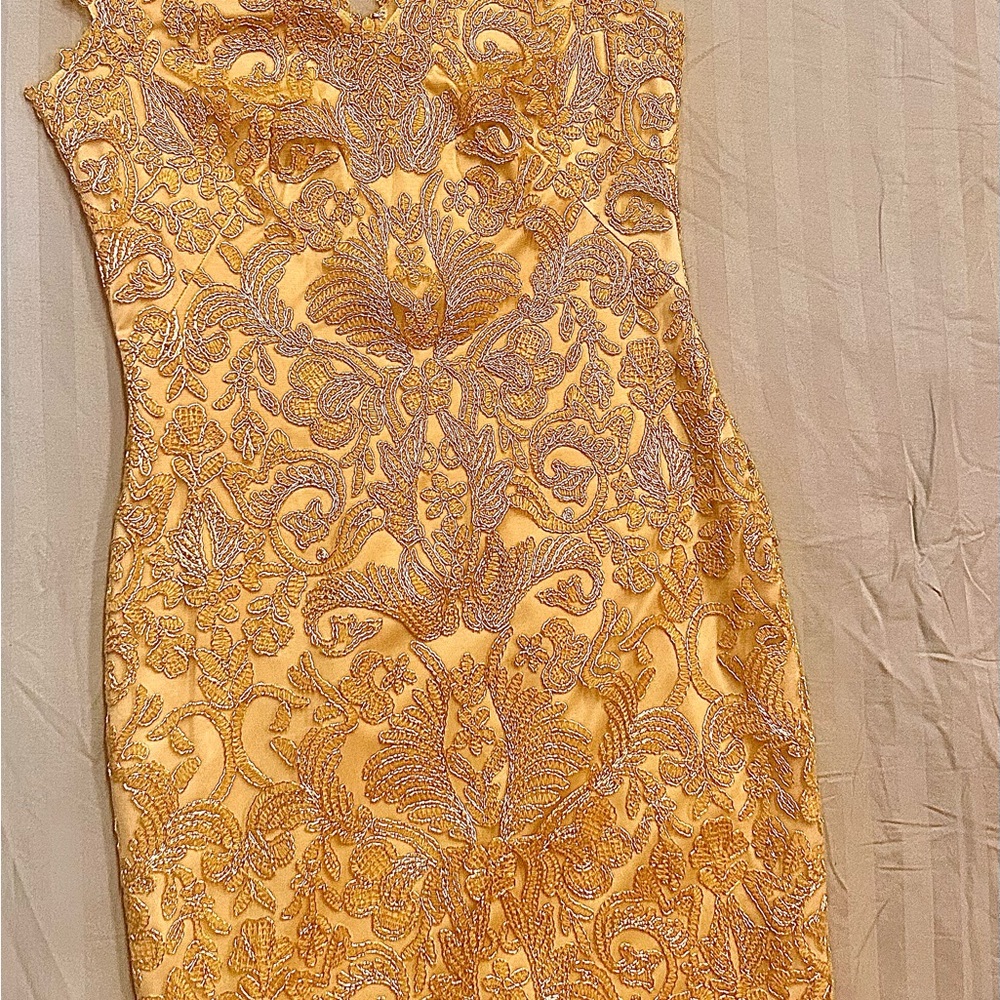 Elegant Gold Embroidered Dress